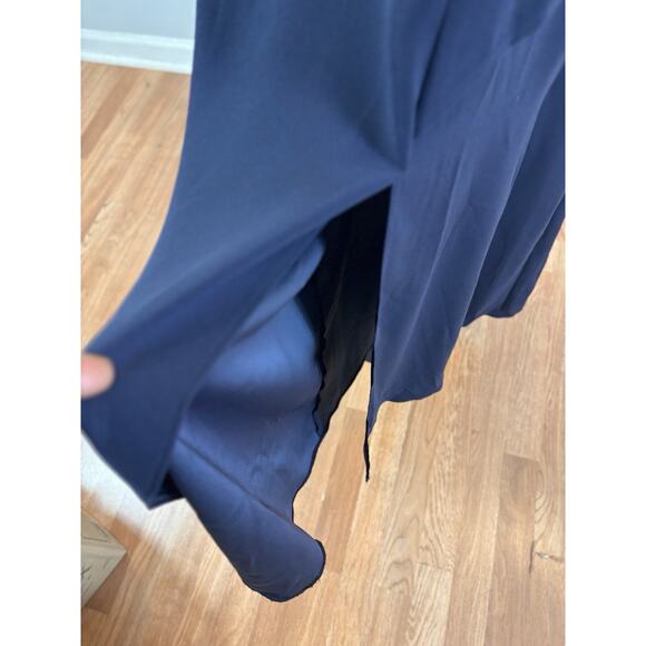 ASOS Bridesmaid's Maxi Dress Womens 12 Navy Lagenlook Fairy Goth Y2K Cape Top - Picture 4 of 15